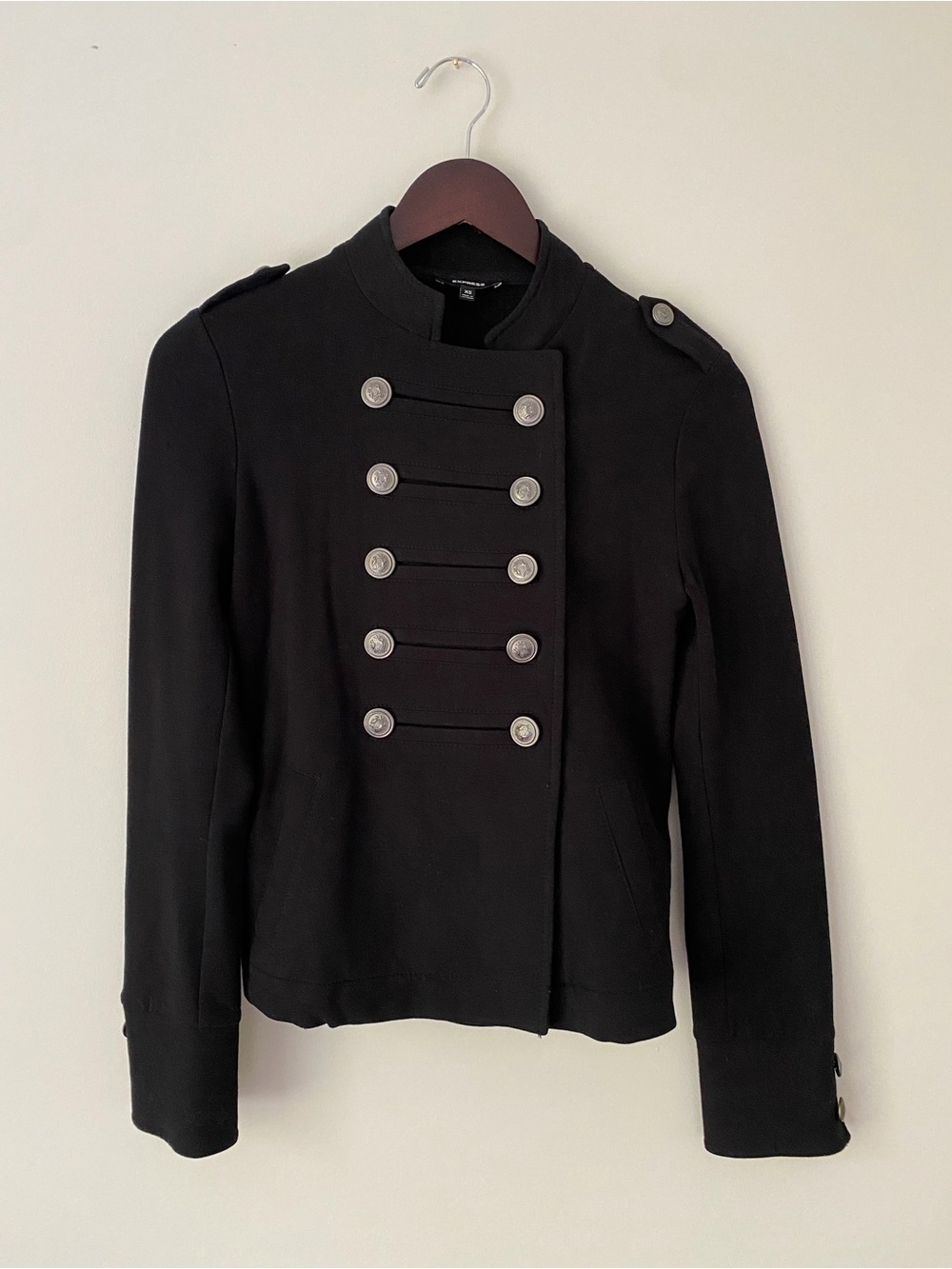 Express Black Military-Style Blazer with Silver Buttons